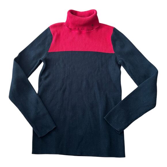 Ralph Lauren cotton color block ribbed turtleneck red black large - Picture 5 of 7